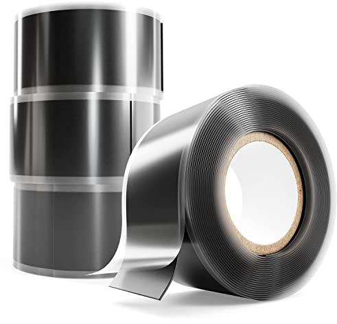 ABSINA greate selbstverschweißendes Isolierband 25 mm x 3 m - 4er Pack Silikonband schwarz für Wasser & Luft - Dichtungsband, Silikon Tape, Reparaturband, Elektro, Isoband Elektriker, Industrieband