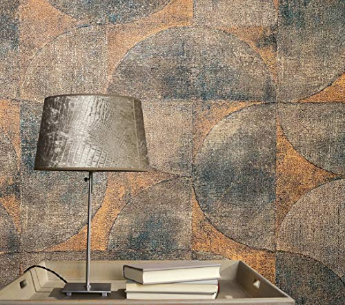 marburg Tapete Rot Braun Rostoptik Halbkreis für Schlafzimmer Wohnzimmer oder Küche 100% Made in Germany Premium Vlies Qualität 10,05 X 0,53m