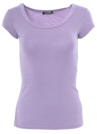 Easy Young Fashion Maglietta da donna Romina, Lilla, S