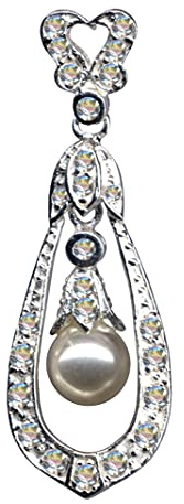 KETTENANHÄNGER mit Perle/Echt Silber 925 und Zirkonia/Jugendstil Design/Steinarbe: klar weiss/Online Shop Schmuck kaufen / 51076
