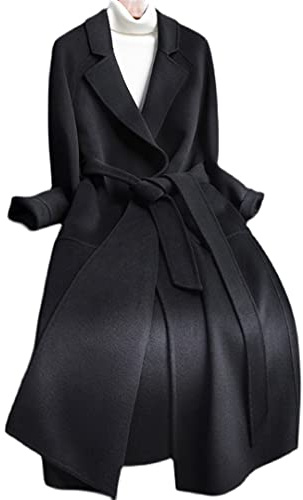 wkd-thvb Donne sciolto lungo cappotto di cachemire della cinghia di lana del cappotto del cappotto di capospalla più
