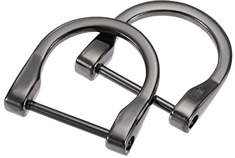 sourcing map 29mm(1.14) U Shape Horseshoe D-Rings Screw-in Shackle Buckle for DIY Craft, Black 2pcs