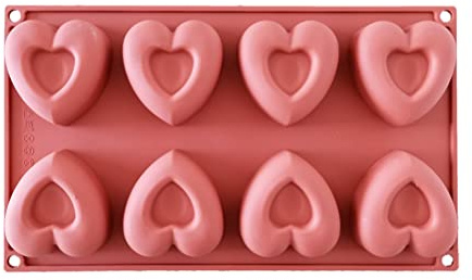 Maedack Silicone Donut Molds - 1pcs Non-Stick Food Grade Silicone Cake Desserts Mould Tool 8 Holes Love Heart Shape Mold Doughnut Baking Pans