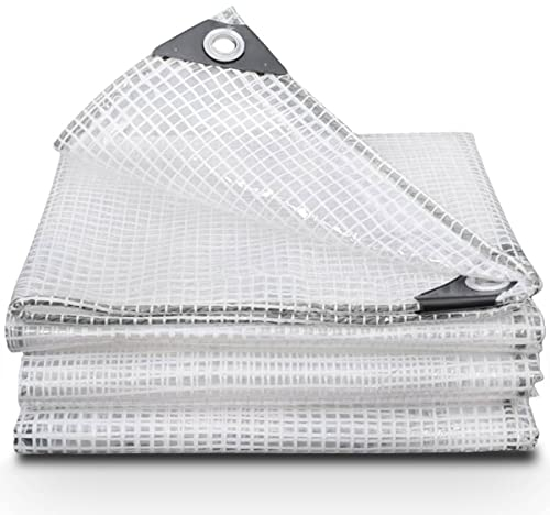 Clear Tarpaulin Waterproof Heavy Duty Cut-Size 3m x 4m Plastic Tarp 175GSM Mediumweight Multipurpose Tarpaulin Sheet used to cover Garden Furniture Shed and as Ground Sheets for Camping (10ft x 13ft)