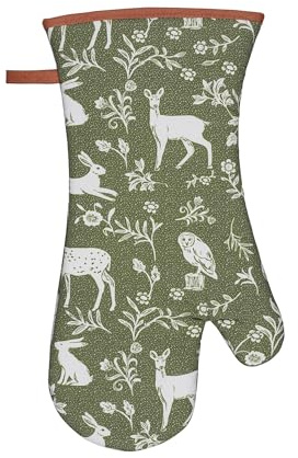 Ulster Weavers - Sage Forest Animals Gauntlet Oven Glove (37 x 20cm) - 100% Cotton - 1 Piece - Woodland Animals Oven Glove Heat Resistant - Oven Glove with Fox, Deer & Rabbit - Kitchen Accessories