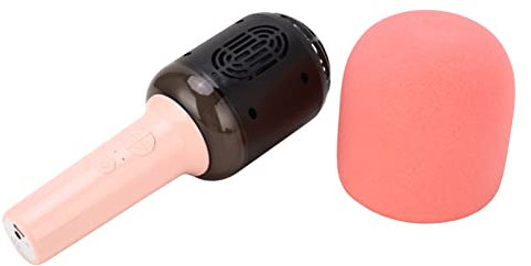 Trådlös Bluetooth-mikrofon, 5 Lägen för Omgivande Ljus Sångmikrofon Stabil HiFi Tung Bashögtalare Vuxen i Ett Stycke Ljudkortsbehandlingschip för Fest (Rosa)