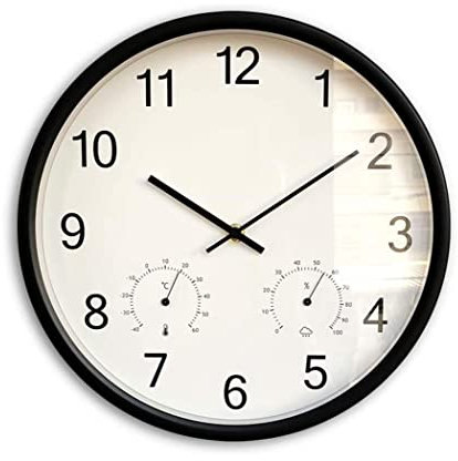 Horloges Murales Pendule Murale Horloge Murale Moderne Simple Avec Thermomètre Hygromètre Balayage Secondes Silencieux Rond Salon Chambre Bureau Horloge À Quartz Horloge Murale Chambre ( Color : Black