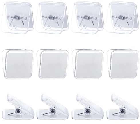 WLLHYF 12 Stück Klebrige Federclips Selbstklebende Kabelklemmen Durchsichtige Wandteppich Klebrige für Outdoor Zuhause Büro Fotoposter