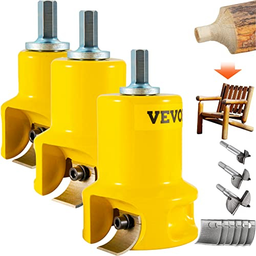 VEVOR Tenon Cutter, 1/25.4mm & 1.5/38mm & 2/50.8mm, Premium Aluminum & Steel Log Furniture Cutter, with Dual Curved Blades & Button Screws Home Master Kit, Commercial Starter’s Tool for Home DIY