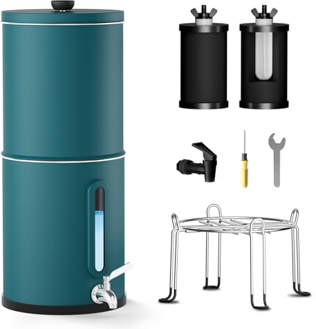 Joypur 8,5 L Système de filtration d'eau par gravité avec indicateur de niveau d'eau - Filtre à eau par gravité potable avec certification EU 98/37/EC, NSF/ANSI 42&372, Vert