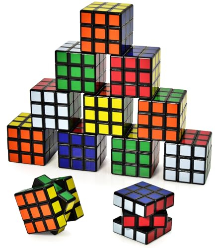 Willingood Mini Zauberwürfel Set, 12 Stück 3 * 3 * 3cm Magic Würfel Party Mitgebsel Kindergeburtstag Gastgeschenke für Weihnachten Reisespiele Geburtstag Mädchen und Jungen Klein Magic Cube