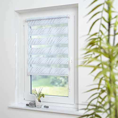Gardinen Senay, Klemm-Fix Doppelrollo, mit verstellbaren Klemmträgern, Gemustert Karo 45cm-120cm (90x210)