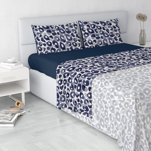 Set Lenzuola Letto Fashion, Made in Italy- Completo Letto in Morbida Microfibra, Lenzuolo Sotto con Angoli, Telo Sopra 240x270 e Federa con Patella Interna, Matrimoniale, Wild