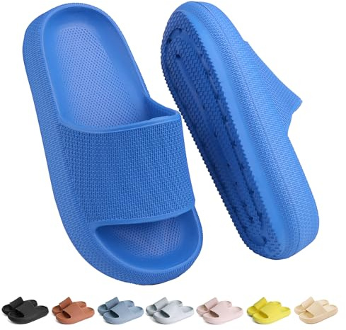 Buwege Chanclas de Piscina para Niña Niño Zapatillas de Baño Playa, Antideslizante Ligero, Interior y Exterior, Todo el Año Usables, EVA Sliders Azul Oscuro 34 EU