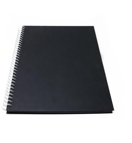 Artway Studio - A3 Quaderno da Disegno Spiralato in Cartoncino Nero - Ritratto - 60 facciate/30 pagine di cartoncino nero riciclato da 270 gsm - Quaderno per schizzi cartonato nero