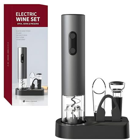 BLIVORRA Electric Wine Opener Set with Foil Cutter, Wine Pourer & Stopper – Automatic Corkscrew Bottle Opener for Wine Lovers – Rechargeable, Sleek Design, Easy Operation