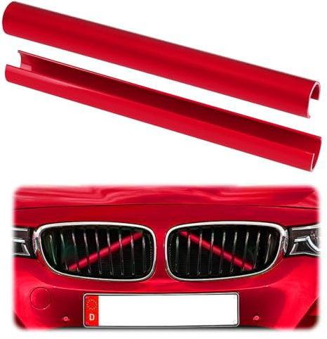 2 pezzi di inserti per griglia anteriore per BMW, compatibili con coperture a V, Serie 1/2/3/4/5/6/7 F20 F22 F30 F32 G30 G32 G11 G12 (Blu) (Rosso)
