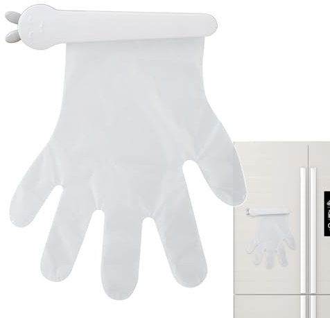 Disposables Glove Holder Organizer, Glove Holder Wall Mount with 100PCS Gloves, Glove Dispenser, Kitchen Gadget, Clip Design Adhesive Organizer for Home Closet Garage Restaurant