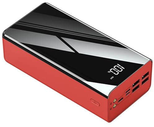 Power Bank Power Bank, Portable Charger with Outputs & Inputs, Fast Phone Chargeur with Flashlight, Ultra-High Capacity USB C External Battery Pack for Outdoor Camping,Red,80000mAh