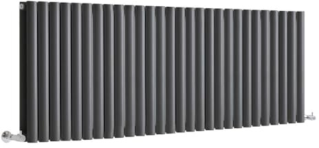 MILANO Anthracite Horizontal Double Oval Panel Radiator 600 x 1652mm