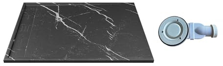 Vente-unique-Piatto per doccia da posare o da incasso 140x90cm Resina SMC Bianco marmorizzato - LYROSA
