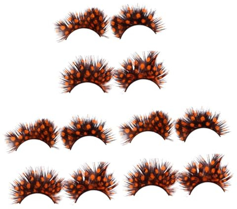 SAFIGLE 6 Paare Bunte Falsche Wimpern Dramatisch Auffällig für Kostüm Halloween und Party Wiederverwendbar Leichte Anwendung für Vergrößerte Strahlende Augen