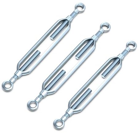 M12 Galvanized Steel Eye to Eye Turnbuckle for Industrial Rigging Guard Rails 3 Pack