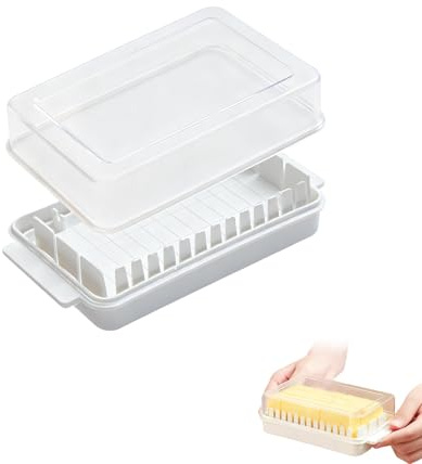 Beurrier avec couvercle, beurrier, récipient hermétique, avec un design avec une grille de découpe, idéal pour le portionnement, le stockage et le service pratiques du beurre.