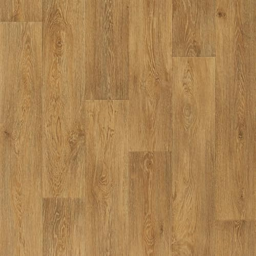 Lino Vinyl Flooring Roll, Natural Oak Wood Plank Effect, Anti-Slip, 2m-3m Width (1m x 3m)