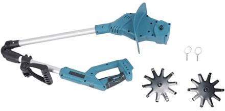 Fafeicy Cultivador Eléctrico Inalámbrico 330 RPM 2 Dientes de Acero de Acero 7 Pulgadas de Profundidad Cilindro (Cultivador (sin batería) -Seling Tine Cutter)