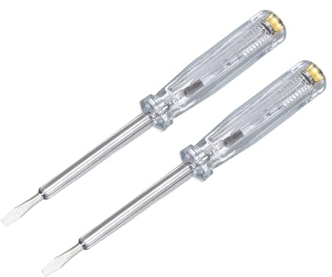 sourcing map 2 Pcs Voltage Tester Pen, 4mm Flat Head Electrical Test Screwdriver, AC 90-500V Circuit Detector with Neon Light Indicator for Industrial and Home Circuit Testing,Clear