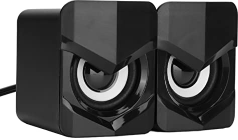 EBTOOLS Haut-Parleur Multimédia câblé USB pour Les Appareils PC, Ordinateur Portable et Mobile - Système de Son de Bureau Compact dans (Version Normale Noire)