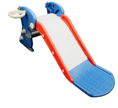 Fdit Tobogán de Juegos Interior para Niños Pequeños, área de Juegos de Plástico de Fácil Montaje para Uso Doméstico, Diseño de 3 Secciones con Amplia área de Deslizamiento Que