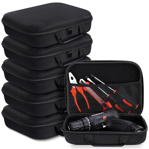 Cosblank 6 Pack Hard Storage Tools Case 10.6 x 7.9 x 2.8 Inch Empty Tool Organizer with Handle and Zipper Reusable Portable Protective Pouch Hard Carrying Case for Hand Tools & Electronic Accessories