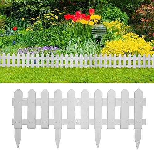 Lot de 25 clôtures en lattis - Blanc - 10 m - PP - Pour aménagement paysager, cour, parterres de fleurs