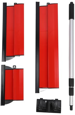 Hamwesh Drywall Skimming Vane/Wing Set, Replaceable Stainless Steel Blades Ergonomic Anti Slip Handle Drywall Skimmer, Wallpaper Smoothing Tool with Extension Handle Pole for Smoothing