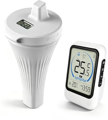 Pool Thermometer Funk, WLAN Pool Thermometer mit App, mit Außensensor | Poolthermometers Schwimmend Funk, IP68 Pool Thermometers, Wasserthermometer,mit Displaybildschirm,für Badewanne Whirlpool