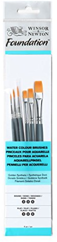 Winsor&Newton - Foundation 6 Pennelli Acquarello - Round 2 / 3 / 5 - Flat 3,5,6
