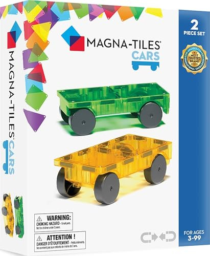 Magna-Tiles Cars 2-teiliges Erweiterungsset – magnetische 3D-Baukacheln