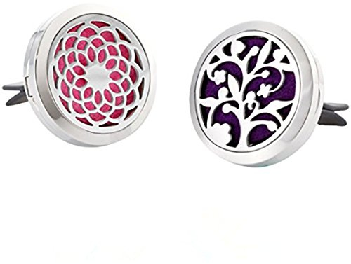 2er Auto Aroma Diffuser Auto Aromatherapie Essential Öle Diffuser Parfüm Autoduft mit 24 Filz-Pads Edelstahl Locket