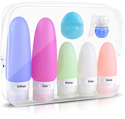 Travel Bottles Set, Comsmart TSA Approved Leak Proof Travel Accessories Silicone Cosmetic Makeup Liquid Travel Containers Tubes Pots with Label for Shampoo, Conditioner, Lotion, Toiletries (10 Pcs)