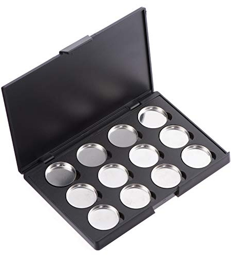 Allwon Leere magnetische Lidschatten-Make-up-Palette mit 12 Stück 26mm runden Metallpfannen