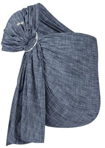 Hoppediz Ring-Sling, Baby-Tragetuch ab Geburt, 100 % schadstoffgeprüfte Baumwolle, Design Denim | Ergonomisches Tragetuch mit Ringen für schnelles Anlegen, inkl. Anleitung