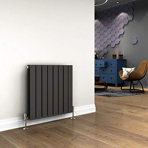 ELEGANT 600 x 600mm Anthracite Horizontal Designer Double Column Radiator | Modern Flat Panel Central Heater with Rapid Heating Perfect For Bathrooms, Kitchen, Hallway, Living Room