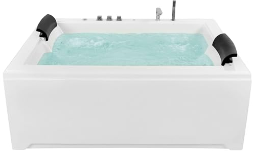 Whirlwanne Spa weiß rechteckige Doppelwanne mit Massage LED Salamanca