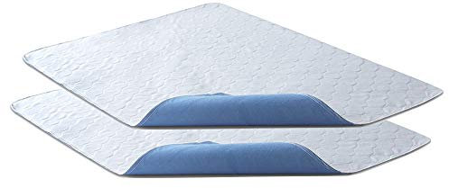 Bedecor Pack 2 Empapadores Cama Adultos Lavables 86 x 132cm (Azul),Impermeable Reutilizables Empapadores Bebe Super Absorbente 4 Capas de protección