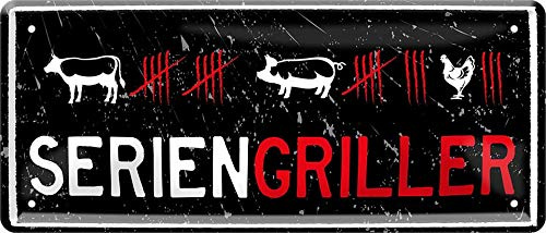 schilderkreis24 - Blechschilder Lustige Grill Spruch Seriengriller Deko Metallschild Schild Garten Küche Köche Geschenkidee 28x12 cm