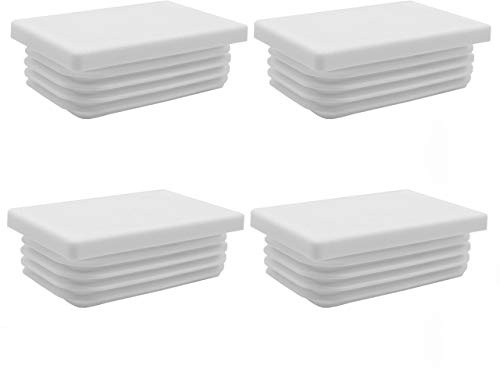 Enkotrade 4 Stück Lamellenstopfen Weiß für Rechteckrohre, 80x40 mm, Rohrabdeckung aus hochwertigem Polyethylen Kunststoff, Stopfen, Endstopfen, Kappen, Gleiter | Rohrstopfen Rechtekig