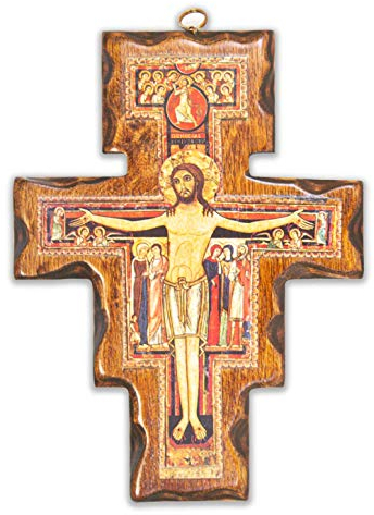 La Balestra Crocifisso San Damiano in legno - da parete - prodotto in Umbria Italy - (15 X 11)