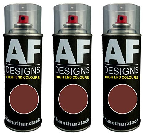 Alex Flittner Designs 3X Plástico Revestimiento Pintura en Espray Laca Colorida Lata de Aerosol RAL3009 Rojo Óxido Brillante Mate - RAL3009 Rojo Óxido Seda Mate